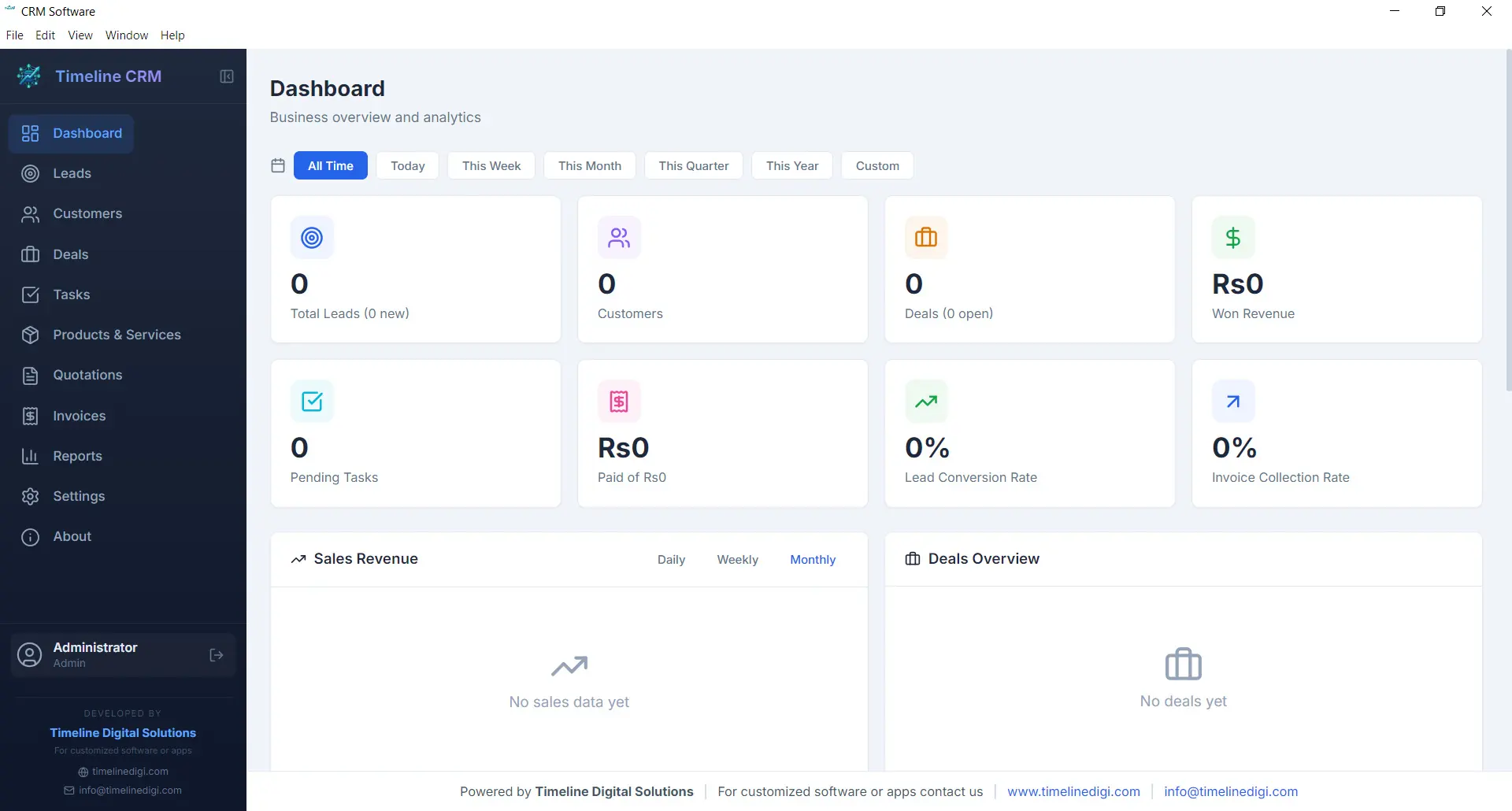 Free CRM software interface with dashboard, contacts, and deals